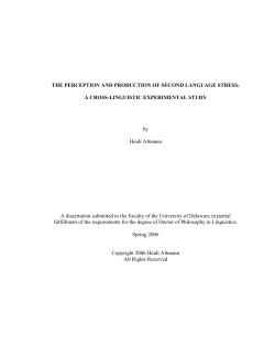 The Perception and Production of Second Language Stress