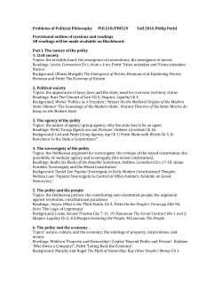 Problems of Political Philosophy POL518/PHI529 Fall 2016 Philip