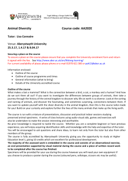 Course Code AA202E: Animal Diversity