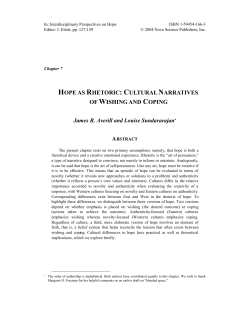 HOPE AS RHETORIC - Indigenous Psychology