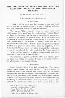 Court Decisions: Stare Decisis - Philippine Law Journal Online