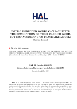 INITIAL EMBEDDED WORDS CAN FACILITATE THE - Hal-SHS