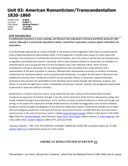 Unit 03: American Romanticism/Transcendentalism