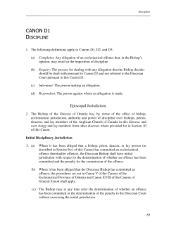 Canon D1 &ndash; discipline - Anglican Diocese of Ontario