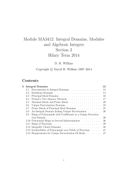 Module MA3412: Integral Domains, Modules and Algebraic Integers