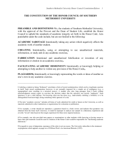 THE CONSTITUTION OF THE HONOR COUNCIL OF SOUTHERN