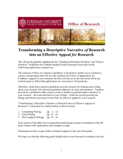 Office of Research Transforming a Descriptive Narrative of Research