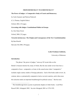 FROM DEMOCRACY TO JURISTOCRACY? The Power of Judges