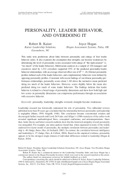 personality, leader behavior, and overdoing it