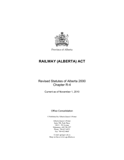 railway (alberta) act - Alberta Queen`s Printer