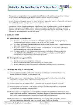 Pastoral Care - Ethics and Framework for Good Practice