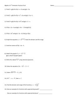 Algebra II 2nd Semester Practice Final Name: 1.) Find (f + g)(x) for f