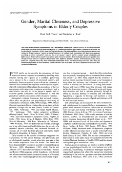 Gender, Marital Closeness, and Depressive Symptoms in Elderly