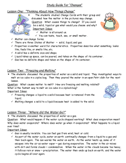 Study Guide for &ldquo;Changes&rdquo; Lesson One: &ldquo;Thinking About How