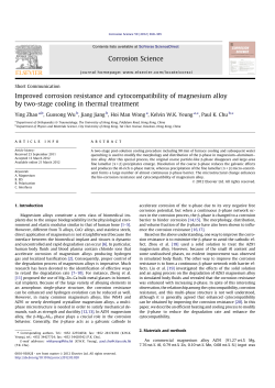 Improved corrosion resistance and cytocompatibility of magnesium