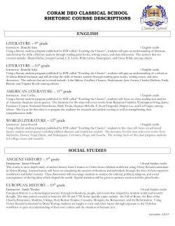 Rhetoric Course Description - Coram Deo Classical School