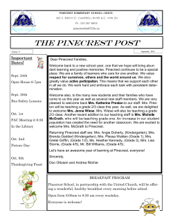 2015-09 Pinecrest School Newsletter
