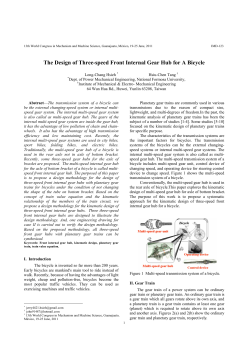 The Design of Three-speed Front Internal Gear Hub for A Bicycle