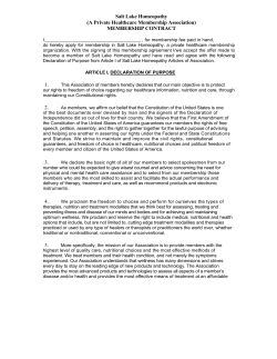 the Salt Lake Homeopathy PHMA membership contract