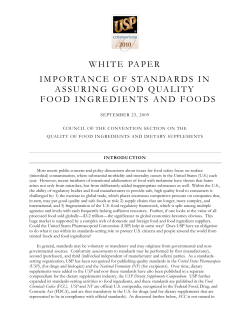 Quality of Food Ingredients and Dietary Supplements