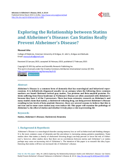 Exploring the Relationship between Statins and Alzheimer`s Disease