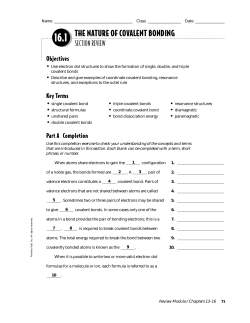16.1 The Nature of Covalent Bonds Section Review