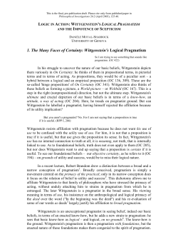 LOGIC IN ACTION: WITTGENSTEIN`S LOGICAL PRAGMATISM