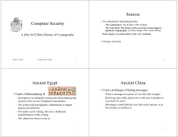 Computer Security Sources Ancient Egypt Ancient
