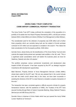 Arora Family Trust completes 309m deal