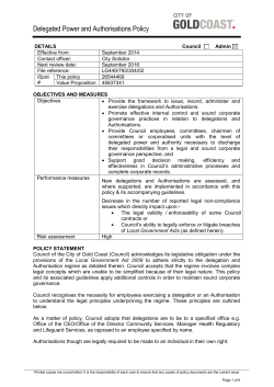 Delegated Power and Authorisations Policy
