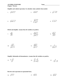 ALGEBRA II HONORS