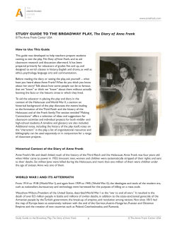 STUDY GUIDE TO THE BROADWAY PLAY, The Diary of Anne Frank