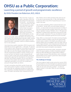 OHSU as a Public Corporation: Launching a period of growth and