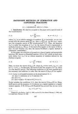 hausdorff methods of summation and continued fractions