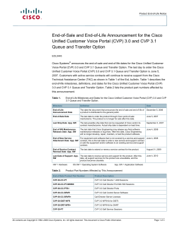EoS/EoL for CUCVP 3.0 and CVP 3.1 Queue and Transfer