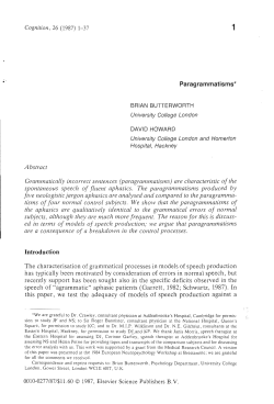 Paragrammatisms* Abstract Grammatically incorrect sentences