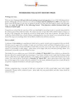 PETERHOUSE VELLACOTT HISTORY PRIZE