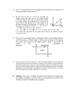 2. For x > 0, the perimeter of the triangle with vertices (0