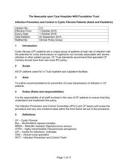 Infection Prevention and Control in Cystic Fibrosis Patients (Adult