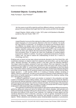 Contested Objects: Curating Soldier Art