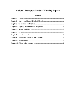 National Transport Model - Working Paper 1