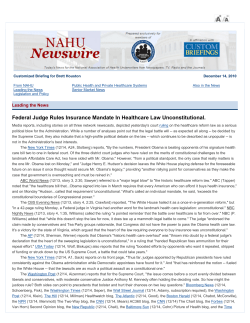 Federal Judge Rules Insurance Mandate In Healthcare