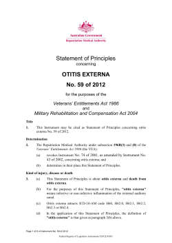 Statement of Principles OTITIS EXTERNA No. 59 of 2012