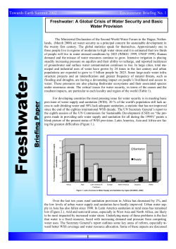 Briefing Paper on Freshwater