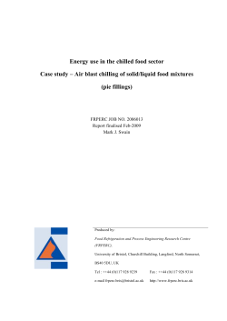 Energy use in the chilled food sector Case study &ndash; Air blast chilling
