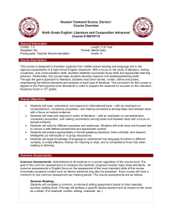 English 9 Advanced - Radnor Township School District