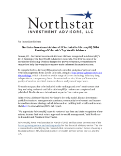Northstar included in AdvisoryHQ 2016 Rankings