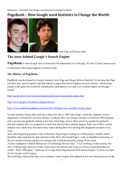 PageRank &ndash; How Google used Statistics to Change the World
