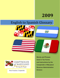 El Glosario espa&ntilde;ol-ingl&eacute;s - Maryland Tax Forms and Instructions