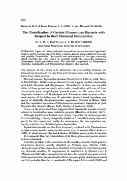 The Classification of Certain Filamentous Bacteria
